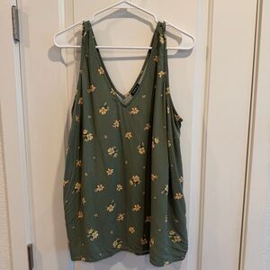 torrid Olive Green Floral V-Neck Tank